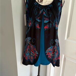 Eva Varro Blue and Black Graphic Sleeveless Top